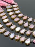 10 Pcs Pink Opal Electroplated Slice Beads, Pink Opal Gemstone Wholesale Beads 14x9mm - 15x10mm