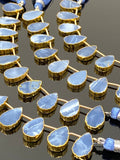 10 Pcs Blue Opal Electroplated Slice Beads, Blue Opal Gemstone Wholesale Beads 14x9mm - 15x10mm