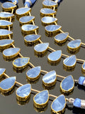 10 Pcs Blue Opal Electroplated Slice Beads, Blue Opal Gemstone Wholesale Beads 14x9mm - 15x10mm