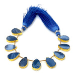 10 Pcs Blue Opal Electroplated Slice Beads, Blue Opal Gemstone Wholesale Beads 14x9mm - 15x10mm
