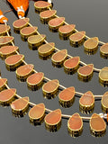 10 Pcs Carnelian Electroplated Slice Beads, Natural Carnelian Gemstone Wholesale Beads 14x9mm - 15x10mm