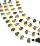 10 Pcs Black Rutile Electroplated Slice Beads, Black Rutilated Quartz Gemstone Wholesale Beads 14x9mm - 15x10mm