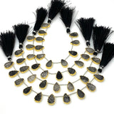 10 Pcs Black Rutile Electroplated Slice Beads, Black Rutilated Quartz Gemstone Wholesale Beads 14x9mm - 15x10mm