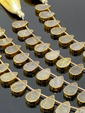 10 Pcs Yellow Rutile Electroplated Slice Beads, Golden Rutilated Quartz Gemstone Wholesale Beads 14x9mm - 15x10mm