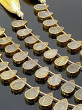 10 Pcs Yellow Rutile Electroplated Slice Beads, Golden Rutilated Quartz Gemstone Wholesale Beads 14x9mm - 15x10mm
