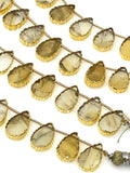 10 Pcs Citrine Electroplated Slice Beads, Citrine Gemstone Wholesale Beads 14x9mm - 15x10mm