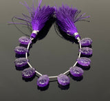 10 Pcs Amethsyt Carved Gemstone Beads, African Amethsyt Flower Carving Pear Shape Beads for Jewelry Making, 13.5 x 10mm