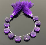 10 Pcs Amethsyt Carved Gemstone Beads, African Amethsyt Flower Carving Heart Shape Beads for Jewelry Making, 11mm - 12mm