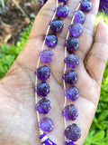 10 Pcs Amethsyt Carved Gemstone Beads, African Amethsyt Flower Carving Heart Shape Beads for Jewelry Making, 11mm - 12mm