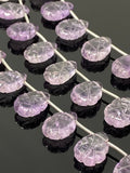 10 Pcs Amethsyt Carved Gemstone Beads, Amethsyt Flower Carving Pear Shape Beads for Jewelry Making, 14x10mm