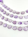 10 Pcs Amethsyt Carved Gemstone Beads, Natural Amethsyt Flower Carving Heart Shape Beads for Jewelry Making, 12x12mm
