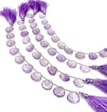10 Pcs Amethsyt Carved Gemstone Beads, Natural Amethsyt Flower Carving Heart Shape Beads for Jewelry Making, 12x12mm