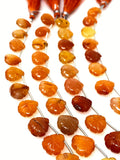 10 Pcs Carnelian Carved Gemstone Beads, Carnelian Flower Carving Pear Shape Beads for Jewelry Making, 13.5x10mm - 14x10mm