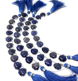 10 Pcs Iolite Carved Gemstone Beads, Natural Iolite Flower Carving Heart Shape Beads for Jewelry Making, 11.5mm - 12mm