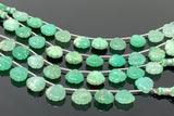 10 Pcs Chrysoprase Carved Gemstone Beads, Natural Chrysoprase Flower Carving Heart Shape Beads for Jewelry Making, 11.5mm - 12mm