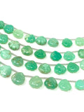 10 Pcs Chrysoprase Carved Gemstone Beads, Natural Chrysoprase Flower Carving Heart Shape Beads for Jewelry Making, 11.5mm - 12mm