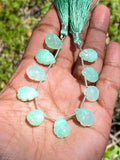 10 Pcs Chrysoprase Carved Gemstone Beads, Natural Chrysoprase Flower Carving Pear Shape Beads for Jewelry Making, 14.25mm x 10mm