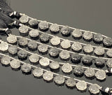 10 Pcs Black Rutile Carved Gemstone Beads, Black Rutilated Quartz Flower Carving Beads Heart Shape for Jewelry Making, 12x12mm