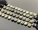 10 Pcs Labradorite Carved Gemstone Beads, Labradorite Flower Carving Pear Shape Beads for Jewelry Making, 14x10mm