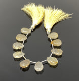 10 Pcs Golden Rutile Carved Gemstone Beads, Golden Yellow Rutilated Quartz Flower Carving Beads for Jewelry Making, 14x10mm - 14.5x10mm