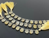 10 Pcs Golden Rutile Carved Gemstone Beads, Golden Yellow Rutilated Quartz Flower Carving Beads for Jewelry Making, 14x10mm - 14.5x10mm