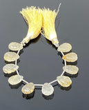 10 Pcs Golden Rutile Carved Gemstone Beads, Golden Yellow Rutilated Quartz Flower Carving Beads for Jewelry Making, 14x10mm - 14.5x10mm