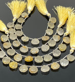 10 Pcs Golden Rutile Carved Gemstone Beads, Golden Yellow Rutilated Quartz Flower Carving Heart Beads for Jewelry Making, 12x12mm