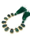 10 Pcs Emerald Electroplated Slice Beads, Emerald Gemstone Wholesale Beads 14x9mm - 15x9.5mm