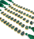 10 Pcs Emerald Electroplated Slice Beads, Emerald Gemstone Wholesale Beads 14x9mm - 15x9.5mm