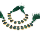 10 Pcs Emerald Electroplated Slice Beads, Emerald Gemstone Wholesale Beads 14x9mm - 15x9.5mm