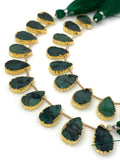 10 Pcs Emerald Electroplated Slice Beads, Emerald Gemstone Wholesale Beads 14x9mm - 15x9.5mm