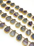 10 Pcs Fluorite Electroplated Slice Beads, Fluorite Gemstone Wholesale Beads 14x9mm - 15x10mm