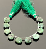 10 Pcs Emerald Carved Gemstone Beads, Natural Emerald Flower Carving Heart Shape Beads for Jewelry Making, 12x12mm