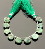 10 Pcs Emerald Carved Gemstone Beads, Natural Emerald Flower Carving Heart Shape Beads for Jewelry Making, 12x12mm