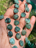 10 Pcs Emerald Carved Gemstone Beads, Natural Emerald Flower Carving Heart Shape Beads for Jewelry Making, 12x12mm