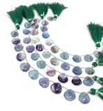 10 Pcs Fluorite Carved Gemstone Beads, Natural Fluorite Flower Carving Heart Shape Beads for Jewelry Making, 12x12mm
