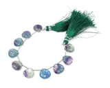 10 Pcs Fluorite Carved Gemstone Beads, Natural Fluorite Flower Carving Heart Shape Beads for Jewelry Making, 12x12mm