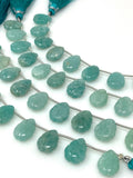 10 Pcs Amazonite Carved Gemstone Beads, Peruvian Amazonite Flower Carving Pear Shape Beads for Jewelry Making, 13x9mm - 14x10mm