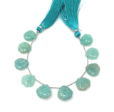 10 Pcs Amazonite Carved Gemstone Beads, Peruvian Amazonite Flower Carving Heart Shape Beads for Jewelry Making, 12x12mm
