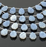 10 Pcs Blue Opal Carved Gemstone Beads, Blue Opal Flower Carving Pear Shape Beads for Jewelry Making, 14x10mm