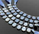 10 Pcs Blue Opal Carved Gemstone Beads, Blue Opal Flower Carving Pear Shape Beads for Jewelry Making, 14x10mm