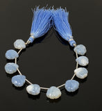 10 Pcs Blue Opal Carved Gemstone Beads, Blue Opal Flower Carving Heart Shape Beads for Jewelry Making, 12x12mm