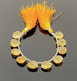 Citrine Carved Gemstone Beads, Citrine Flower Carving Heart Shape Beads for Jewelry Making, 12x12mm