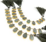 10 Pcs Aquamarine Electroplated Slice Beads, Aquamarine Gemstone Wholesale Beads 14x9mm - 15x10mm