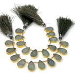 10 Pcs Aquamarine Electroplated Slice Beads, Aquamarine Gemstone Wholesale Beads 14x9mm - 15x10mm