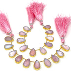 10 Pcs Pink Opal Electroplated Slice Beads, Pink Opal Gemstone Wholesale Beads 14x9mm - 15x10mm