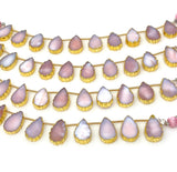 10 Pcs Pink Opal Electroplated Slice Beads, Pink Opal Gemstone Wholesale Beads 14x9mm - 15x10mm
