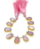 10 Pcs Pink Opal Electroplated Slice Beads, Pink Opal Gemstone Wholesale Beads 14x9mm - 15x10mm