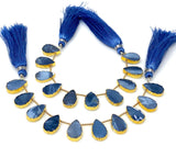 10 Pcs Blue Opal Electroplated Slice Beads, Blue Opal Gemstone Wholesale Beads 14x9mm - 15x10mm