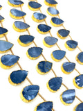 10 Pcs Blue Opal Electroplated Slice Beads, Blue Opal Gemstone Wholesale Beads 14x9mm - 15x10mm